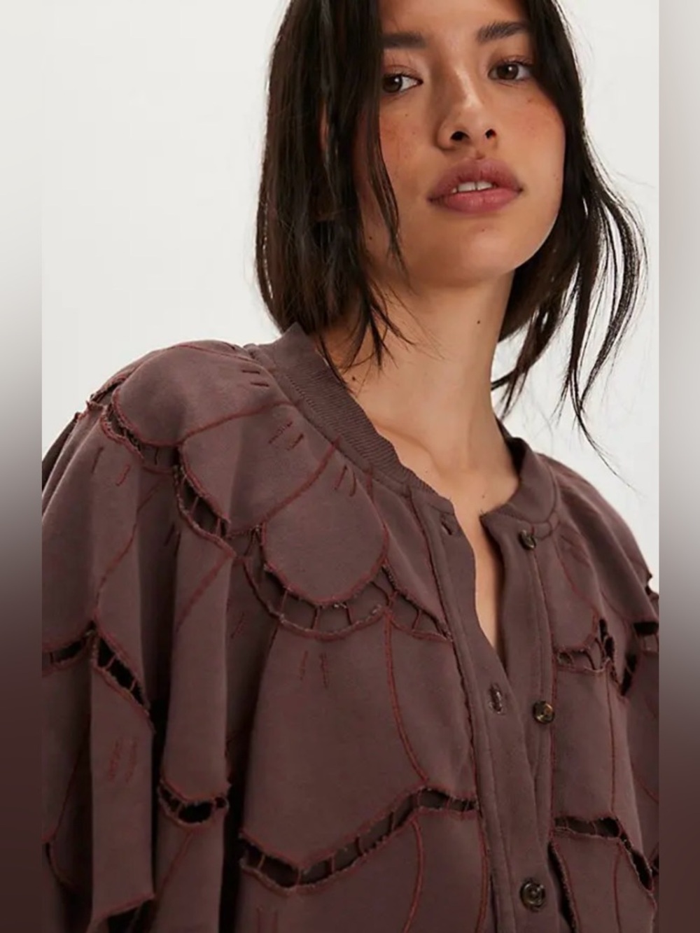 Free people Fluttercape Sweatshirt, LARGE NWT - Picture 2 of 3